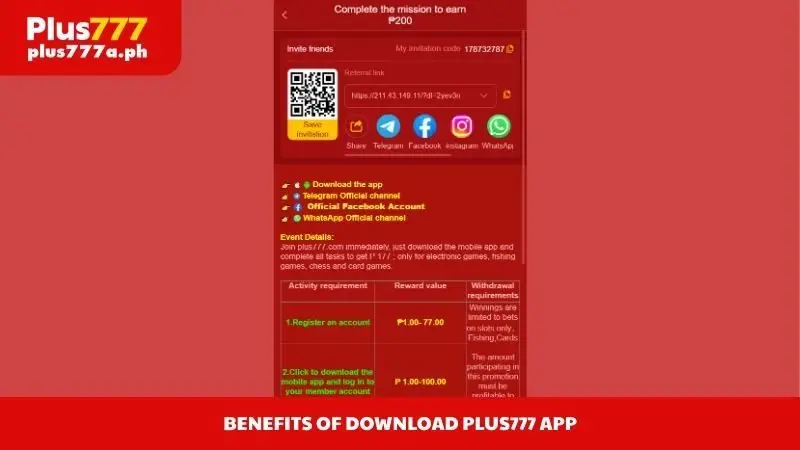 Benefits of download Plus777 app