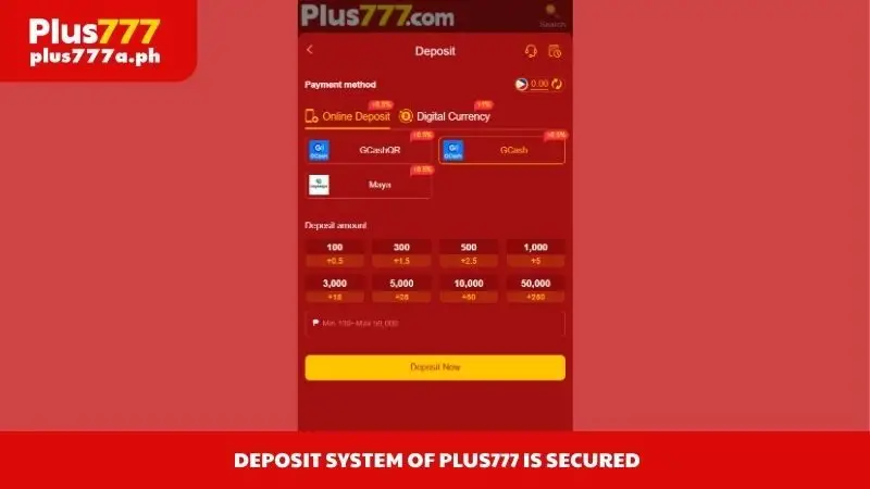 Deposit system of Plus777 is secured