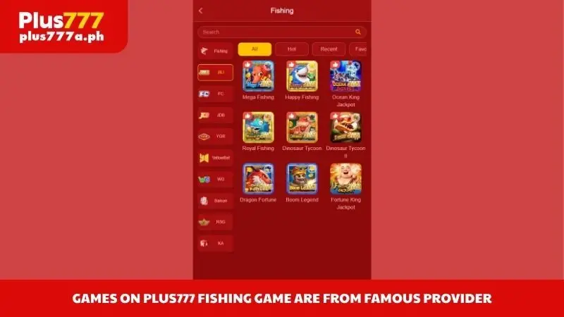 Games on Plus777 fishing game are from famous provider