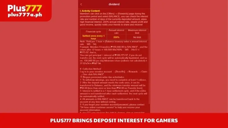 Plus777 brings deposit interest for gamers