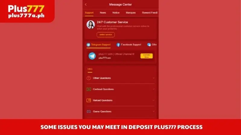 Some issues you may meet in deposit Plus777 process