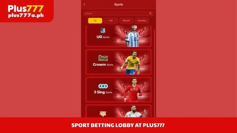 Sport betting lobby at Plus777